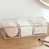 Transparente Make-up-Organizer-Aufbewahrungsbox Organizador Dreifach-Kunststoff-Aufbewahrungsbox Desktop-Sortierung Acrylmaterial 210315