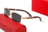 Óculos de sol retângulo para mulheres Metal e madeira Quadro de bambu Design de marca óculos de sol Mens preto marrom claro lente vêm com caixa óculos lunettes de soleil