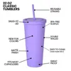 22oz Tumblers Matkleurige Acrylic Tumbler met deksels en rietjes Dubbele muur Plastic Resuable Cup FY4489