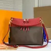 Maida Beaubourg Hobo Desinger Bag Women Lady Canvasエンボス型本物の子牛の革張りハンドバッグトップハンドル財布ストラップショルダーバッグトートM45522 001