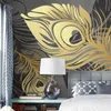 Custom 3D Mural Wallpaper Murals Modern Fashion Abstract Golden Feather Living Room Sofa TV Background Wall Paper Bedroom Decor
