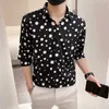 Camisas de manga corta de lunares Hombres Moda de verano Camisa casual delgada Streetwear Fiesta social Blusa Masculina Vestido de negocios Ropa 210527
