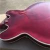 Personalizado 335 Transparente rojo semi-hueco jazz guitarra eléctrica sistema trémolo diapasón de oro palisandro