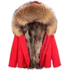 Russian Natural Fur Lining Parka Coat Real Fur Coat Winter Jacket Women Natural Raccoon Fur Collar Warm Thick Parkas 211122