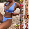 Damen Sling Bikini Badeanzug Modetrend Sammeln BHs Slips Split Bademode Sommer Weiblich Sexy Rücken Lässig Einfarbig Strandbikini