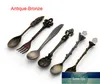 6pcs cucchiai vintage forchetta frutta coltello da dessert mini snack caffè intagliato in oro reale prikkers mescolando utensile da cucina cucchiaino prezzo di fabbrica design esperto qualità