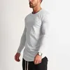 Mode à manches longues t-shirt hommes sport T-shirt hommes Fitness hommes solide o-cou gymnases musculation T-shirt homme 210629