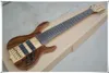 Özel koyu kahverengi vücut 6 dizeleri boyun-thru-vücut elektrikli bas gitar ile altın donanım, özelleştirilebilir