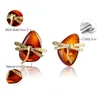 Lotus Fun Real 925 Sterling Silver Natural Amber Handmade Fine Jewelry 18K Gold Cute Dragonfly Stud Earrings for Women Brincos 2104590542