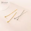 Minimalistische 100% 925 Sterling Silver Long Line Simple Beads Stud Oorbellen Mode Party Oren voor Dames Sieraden Accessoires 210707