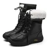 Women Quality High Winter Boots Keep Warm Mid-Calf Snow Lace-Up Comfortable Ladies Chaussures Femme Size 36-42 70488