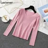 JMPRS Spring Trui Dames Pullover Elastische Gebreide Jumper Lange Mouw V-hals Herfst Basic Vrouwelijke Top Knitwear Suiner Mujer 2111103