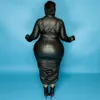 Casual Dresses Plus Size Clothes Imitation Leather Tight Hip Knit Stretch4499042