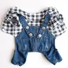 Dog Apparel Plaid Stripe Pet Jumpsuits Clothes Autumn Jean Hoodies Jacket For Small Dogs Chihuahua Overalls Casual Spring Sweatshirt 10A