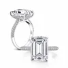 Luxe 4-8 karaat Diamond Ring Verlovingsringen 925 Sterling Zilveren Ovaal Cut Cubiz Zirconia Wed Ringen voor Dames Box Verpakt