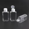 30ml 60ml Tom Pet Plastflaska med flip-lock Transparenta fyrkantiga Formflaskor för sminkvätska Engångshands sanitizer