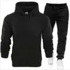 Hommes haute qualité sweats à capuche pantalon ensemble survêtement à capuche hommes survêtements Patchwork noir couleur unie 2021 femme deux pièces tenues X0610