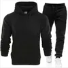 Männer Hohe Qualität Hoodies Hosen Set Mit Kapuze Trainingsanzug Herren Schweiß Anzüge Patchwork Schwarz Einfarbig 2021 Frau Zwei Stück Outfits x0610