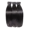 12A Super Double Drawn Bone Straight Human Hair Weaves 3 Bundles Natural Color Thick Ends