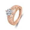 Europejska i Amerykańska Moda High-End Engagement Pierścionek Unikalny Design 2 Karat High-End Cyrkon Ring Art Decoration Style Rose Gold Ring