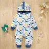 Dinosaur Barnkläder Rompers Spädbarn Baby Boys Girls Cartoon Printed Hoodie Romper Jumpsuit 2pcs sätter barn Casual Tracksuit kostym