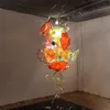 Bloem kroonluchters moderne hanglampen bruiloft decoratie verlichting handgeblazen murano glazen kroonluchter met led-bollen