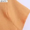 Zevity Femmes Simplement O Cou À Manches Courtes Couleur Orange Pull Tricoté Court Femelle Chic Diamant Boutons Cardigans Manteau Tops SW807 210810