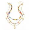 Bohemian 3 strati colorati guscio colorato collana collana conchiglie catena del pendente attorno al collo femmina boho gioielli per le donne collane partito set