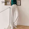Yitimoky satynowe jedwabne spodnie kobiety szerokiej nogi luźne sznurek biuro biała moda czarna elastyczna wysoka talii spodnie 21111115
