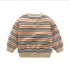 2021 New Baby Boys Striped Sweaters Spring Autumn Boys Knitted Pullover Kids Cotton Sweatshirt Children Loose Casual Sweater