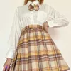 Harajuku JK Uniform Faltenröcke Sommer Koreanische japanische Art Frauen Hohe Taille Mädchen Süße Damen Sexy Tanz Plaid Minirock 210621