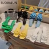 Suojialun 2021Women Summer Sandal Chaussures Fashion Marque Boucle Boucle Diaposiches Dames Mince High Heel Santon Open Toe Toe Pumps K78