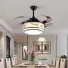 Ceiling Fans Chinese Style Designer 42 Inch Remote Controlled Chandelier Fan Lamp With Cloth Shade Led Light
