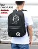 SenkeyStyle Luminous Men's Backpack for Boys School Backpacks Bag with USB Charging Port Waterproof Male Travel Oxford