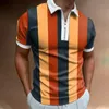 Men's POLO shirt print stripe stitching short sleeve T-shirt top polos