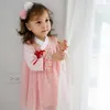 Meisje jurken kimono baby meisje kleding 2021 zomer Japanse stijl jurk afdrukken mesh splitsen baby tas peuter kinderen kostuum y5841