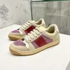 Screener sneaker beige Butter Dirty leather Shoes running vintage Red and Green Web stripe Luxurys Designers Sneakers Bi-color rubber sole Classic Casual Shoe