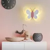 Pink Butterfly Light Wall Lamp Children's Bedroom Night Light Acrylic Decoration Girl Room