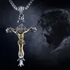 Ketten Kruzifix Jesus Stück Kreuz Anhänger Halskette für Männer Frauen Edelstahl katholischen Punk Hip Hop Biker Schmuck
