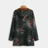 패션 플러스 사이즈 여성 코트 빈티지 꽃 인쇄 느슨한 긴 소매 재킷 양털 후드 두꺼운 지퍼 겉옷 코트 # bl2 n7bq #