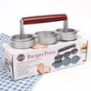 Hoge kwaliteit pluimvee gereedschap drie rasters ronde vorm non-stick coating hamburger aluminiumlegering hamburgers vlees rundvlees grill seay rrf11902