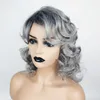 Grey Color Curly Wavy Synthetic Wig Simulation Human Hair Wigs Hairpieces for Black and White Women Pelucas K41