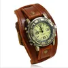 腕時計ヴィンテージレトロレトロビッグワイド本物の革ストラップウォッチマンパンククォーツカフブレスレットバングルRelogio Masculino245V
