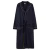 Men's Sleepwear Spring Autumn Knitted Cotton Bathrobe Men Sleep Lounge Kimono Bath Robes Masculino Dressing Gown Navy Blue Fashion