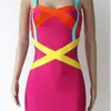 Zomerjurk vrouwen sexy hete roze verbandjurk Vestido dames elegante ontwerper bodycon mini feestjurk 210302