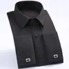 Men's Dress Shirts Loose French Cuff Regular Fit Luxury Striped Business Long Sleeve Cufflinks Social Pluse Size M-6XL