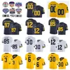 NCAA College Michigan Wolverines 85 Daylen Baldwin Jersey Homens Football 12 Josh Ross 30 Daxton Hill 6 RJ Moten 97 Aidan Hutchinson 3 Joe Milton Amarelo Branco Marinho Azul