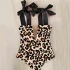 Swimsuit Cute Swimwear Women Bow Hollow Out Bathing Suit Back crisscross Monokini Swim 220125