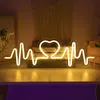 Heartbeat Neon Sign Lampa LED Love Wall Decor Light USB Powered Do Tło Wedding Party Walentynki Dekoracji Prezent