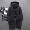 Men's 80% White Duck Down Hooded Winter Jackets Male Thick Warm Waterproof Parka Overcoat Fashion Knee Long M-5XL 211214